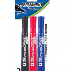 Bazic Marcadores Colores Surtidos Punta de Cincel tipo Escritorio Indeleble (3/Pack)
