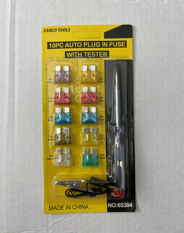 Auto Plug In Fuse 10 pc With Tester